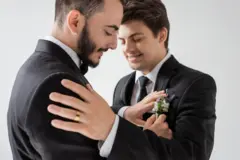 Two happy gay men who are getting married