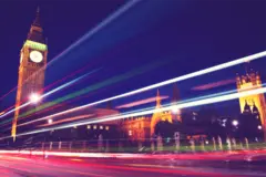 View of London at night time