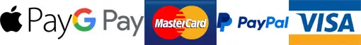 pay with Apple Pay, Google Pay, Mastercard, PayPal or Visa